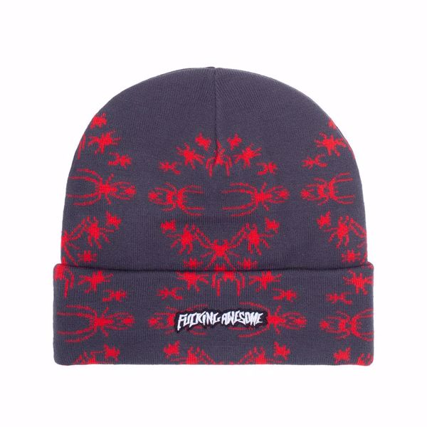 Spider Stamp Cuff Beanie - Fucking Awesome - Charc