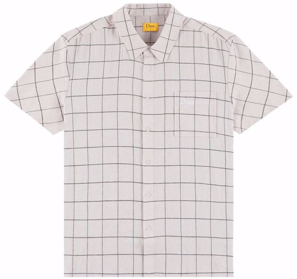 Big Checkered Linen S/S Shirt - Dime - Cream