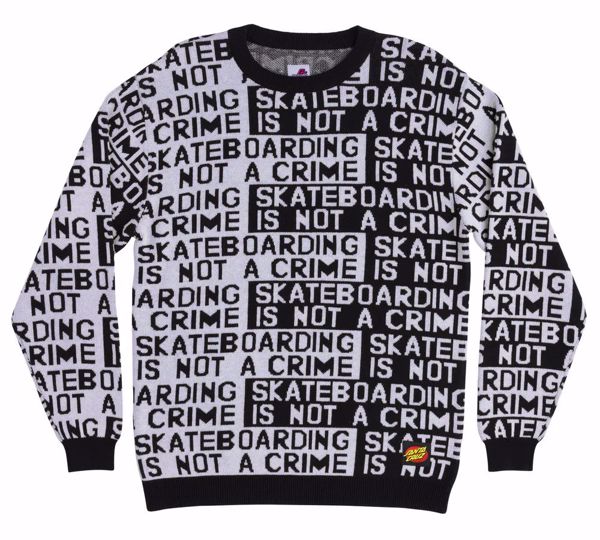 Not a Crime Knit Crew - Santa Cruz -  Black/White