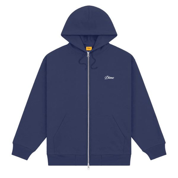 Cursive Zip Hoodie - Dime - Night Blue